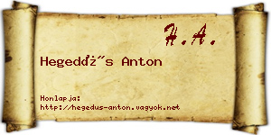 Hegedűs Anton névjegykártya